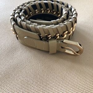 Leather and brass woven belt.